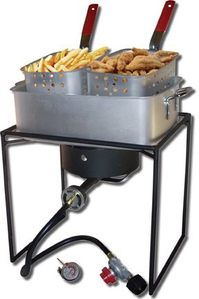 King Kooker 16'' Rectangular Outdoor Cooker Package with Rectangular ...
